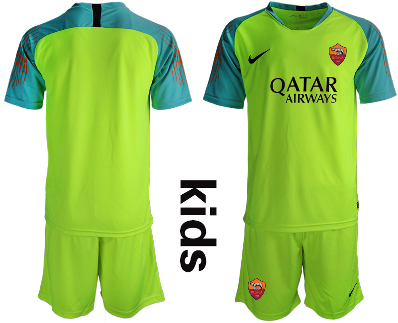 2019-20 Roma Fluorescent Green Goalkeeper Youth Soccer Jersey