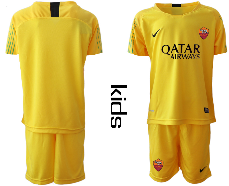 2019-20 Roma Yellow Goalkeeper Youth Soccer Jersey
