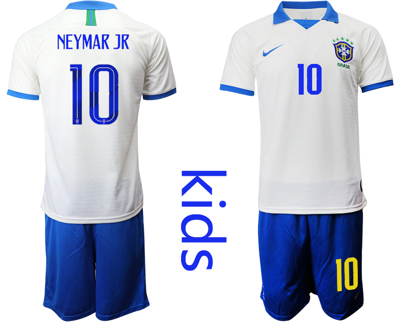 2019-20 Brazil 10 NEYMAR JR White Special Edition Youth Soccer Jersey