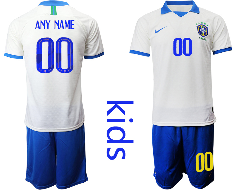 2019-20 Brazil Customized White Special Edition Youth Soccer Jersey