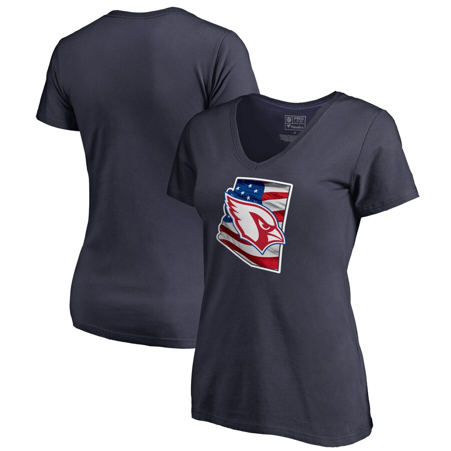 Arizona Cardinals NFL Pro Line by Fanatics Branded Women's Plus Size Banner State V Neck T-Shirt Navy