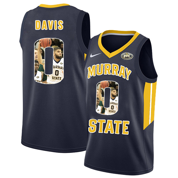 Murray State Racers 0 Mike Davis Navy Fashion College Basketball Jersey