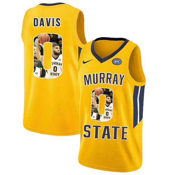 Murray State Racers 0 Mike Davis Yellow Fashion College Basketball Jersey