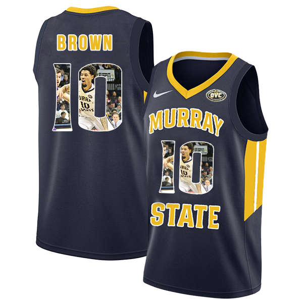 Murray State Racers 10 Tevin Brown Navy Fashion College Basketball Jersey
