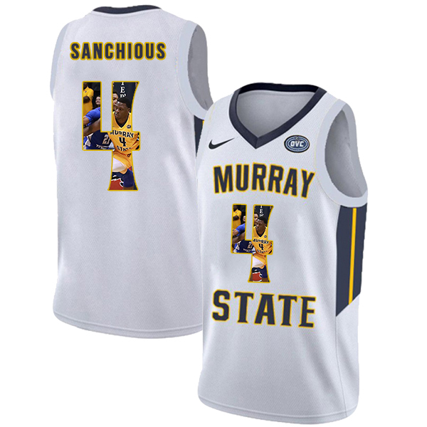 Murray State Racers 4 Brion Sanchious White Fashion College Basketball Jersey