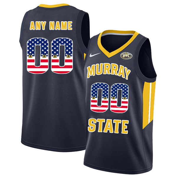 Murray State Racers Customized Navy USA Flag College Basketball Jersey