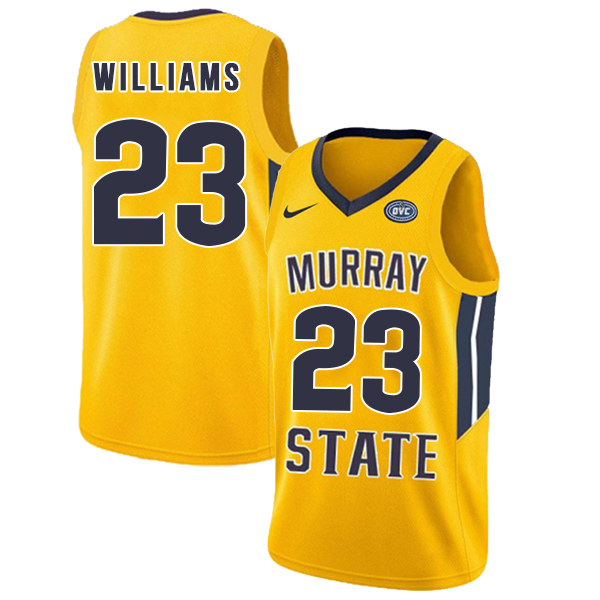 Murray State Racers 23 KJ Williams Yellow College Basketball Jersey