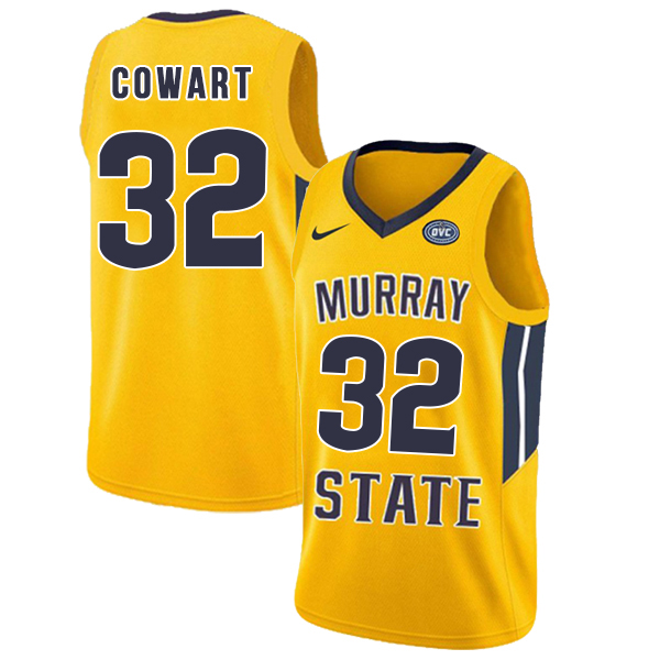 Murray State Racers 32 Darnell Cowart Yellow College Basketball Jersey