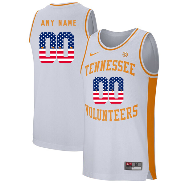 Tennessee Volunteers Customized White USA Flag College Basketball Jersey