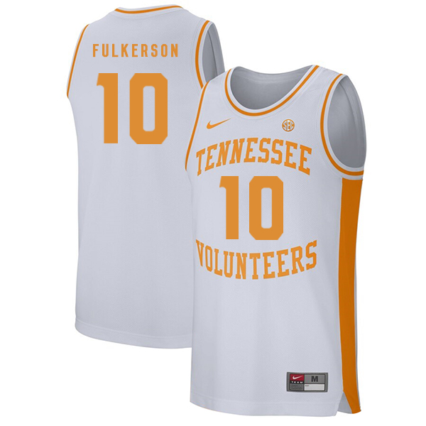 Tennessee Volunteers 10 John Fulkerson White College Basketball Jersey