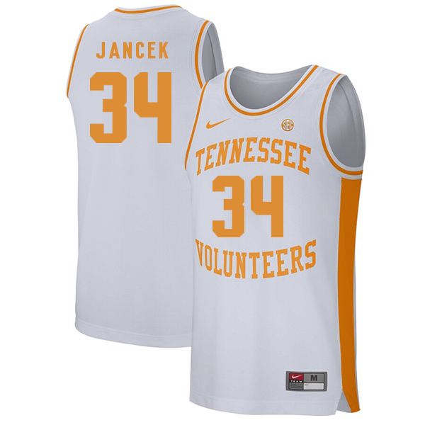 Tennessee Volunteers 34 Brock Jancek White College Basketball Jersey