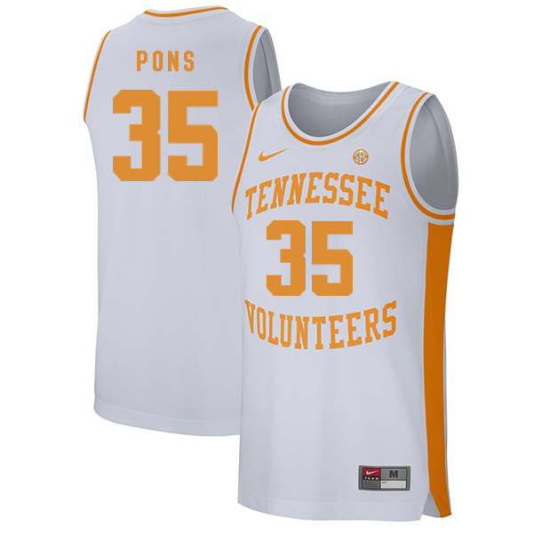 Tennessee Volunteers 35 Yves Pons White College Basketball Jersey