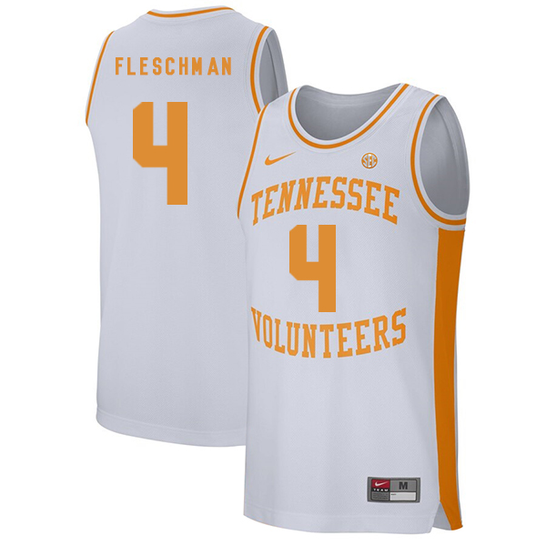Tennessee Volunteers 4 Jacob Fleschman White College Basketball Jersey