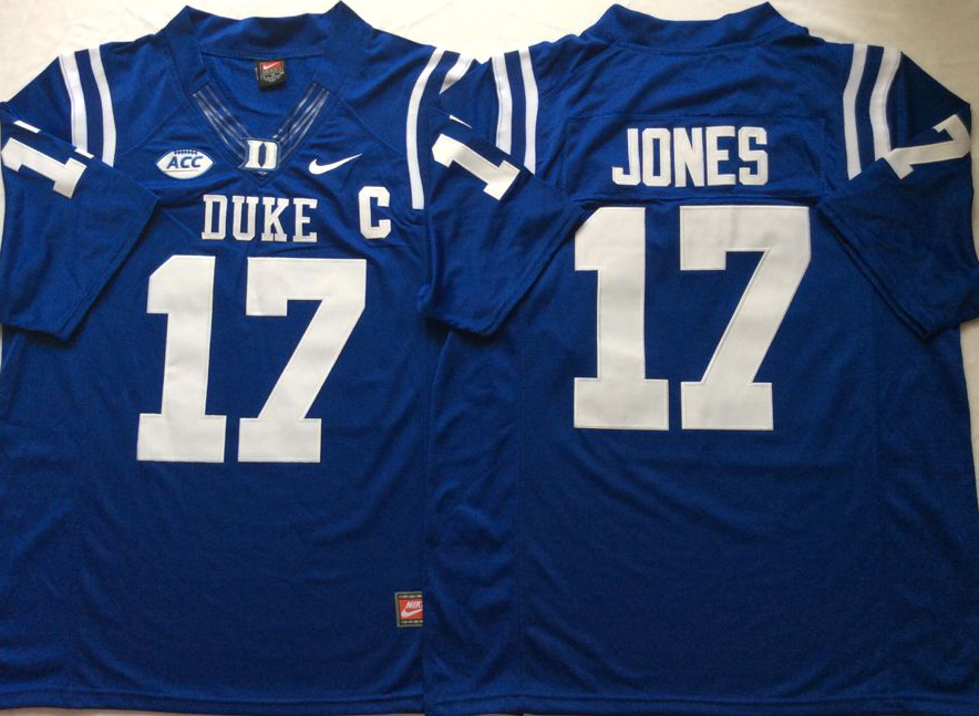 Duke Blue Devils 17 Daniel Jones Blue College Football Jersey