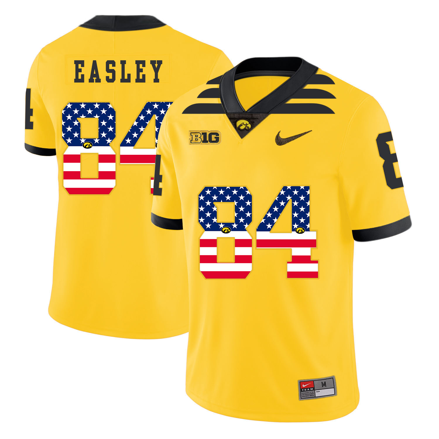 Iowa Hawkeyes 84 Nick Easley Yellow USA Flag College Football Jersey