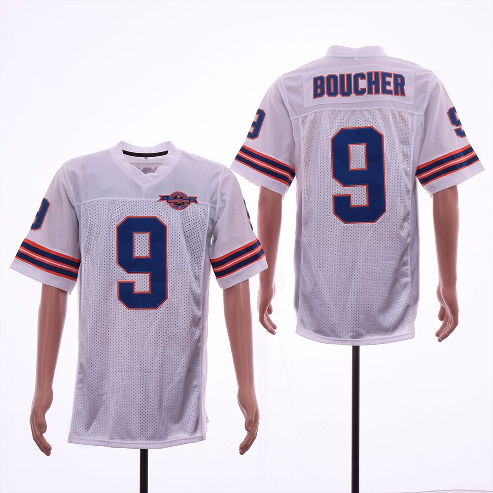 The Waterboy Mud Dogs 9 Bobby Boucher White 50th Anniversary Movie Football Jersey