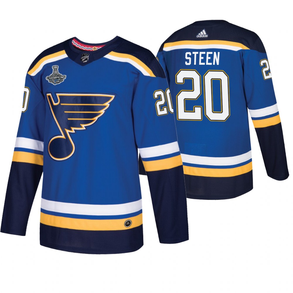 Blues 20 Alexander Steen Blue 2019 Stanley Cup Champions Adidas Jersey