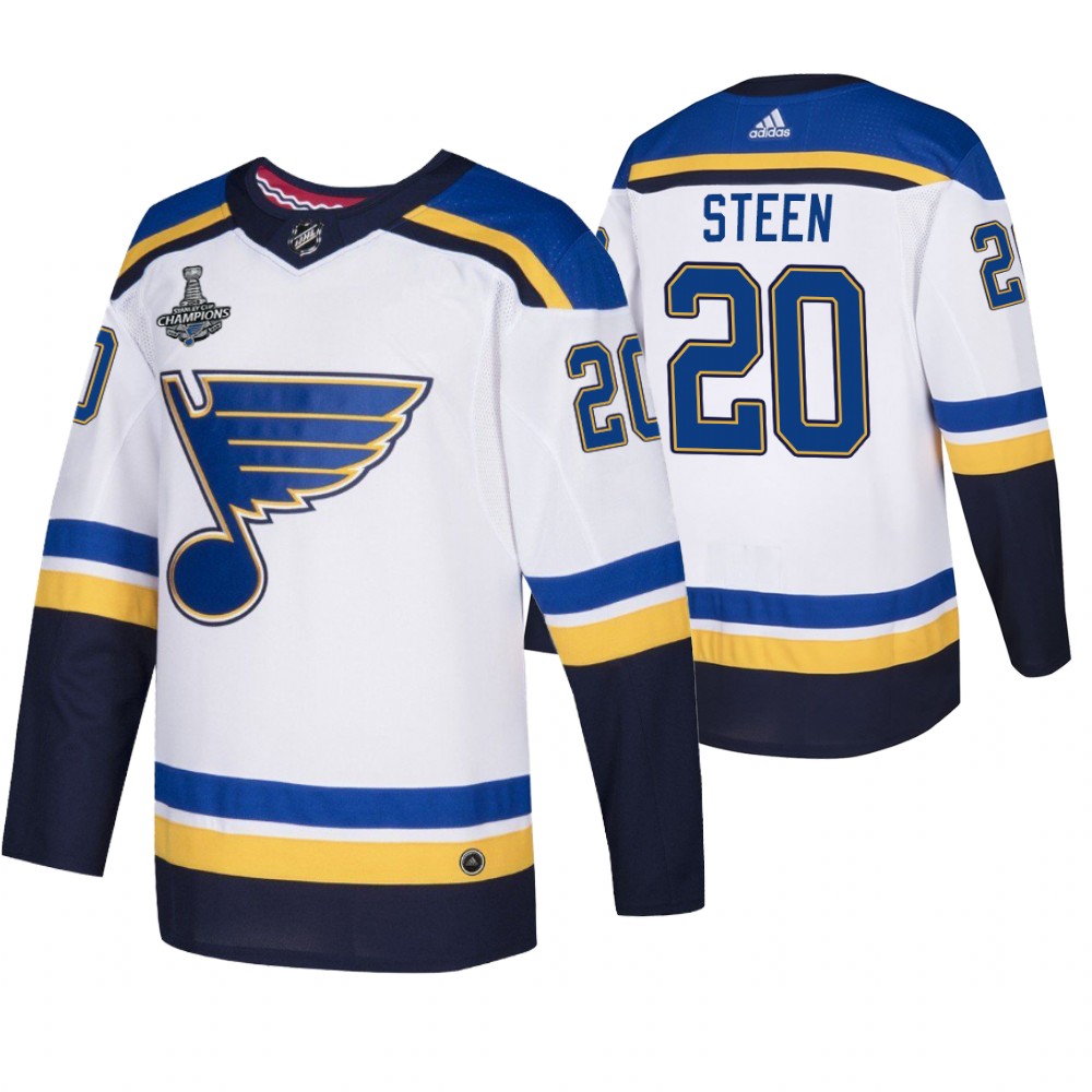 Blues 20 Alexander Steen White 2019 Stanley Cup Champions Adidas Jersey