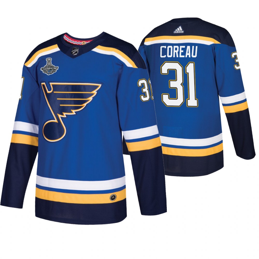 Blues 31 Jared Coreau Blue 2019 Stanley Cup Champions Adidas Jersey