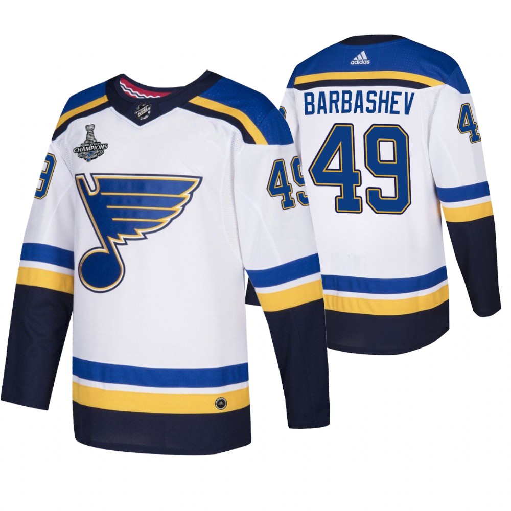 Blues 49 Ivan Barbashev White 2019 Stanley Cup Champions Adidas Jersey