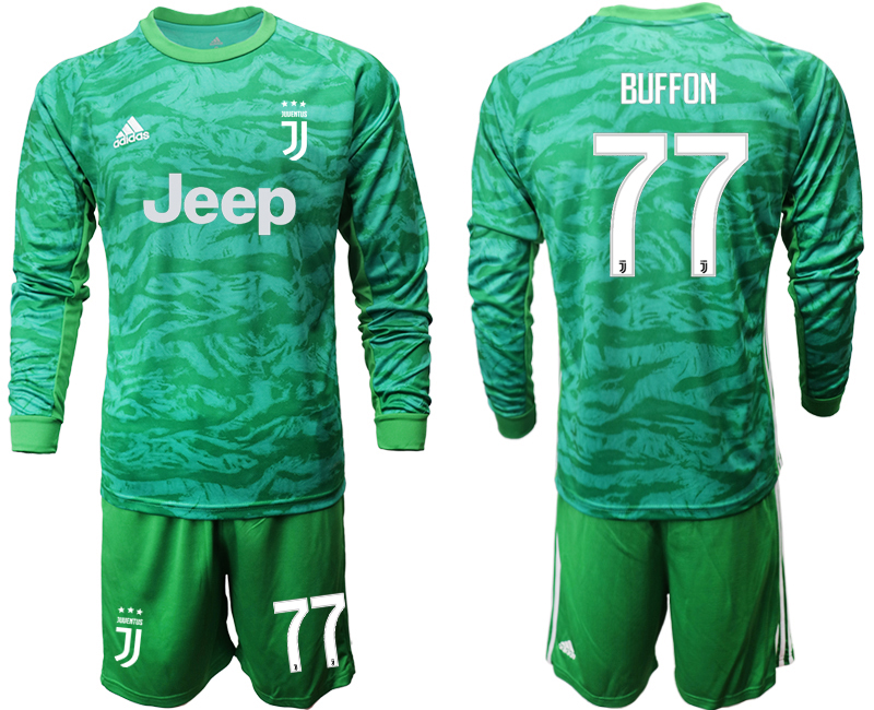 2019-20 Juventus 77 BUFFON Green Long Sleeve Goalkeeper Soccer Jersey