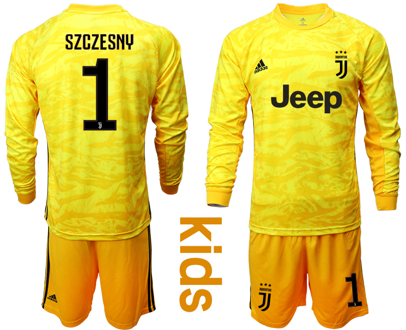 2019-20 Juventus 1 SZCZESNY Yellow Long Sleeve Youth Goalkeeper Soccer Jersey
