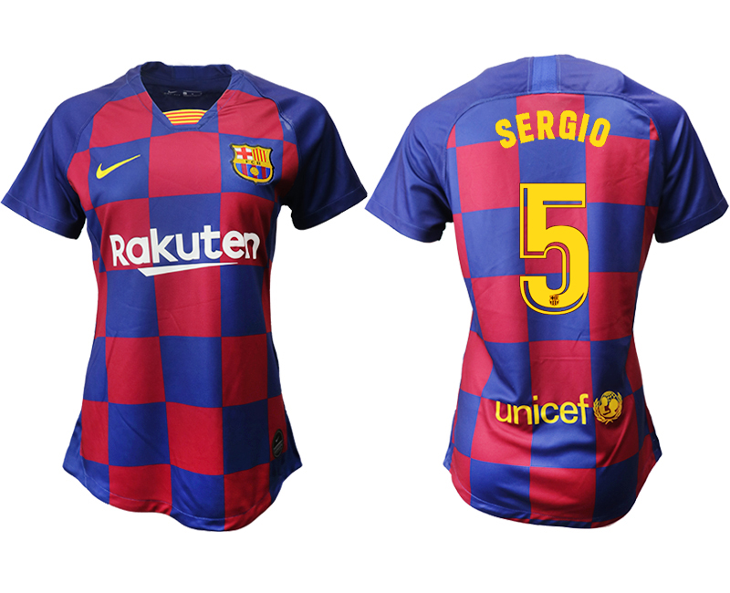 2019-20 Barcelona 5 SERGIO Home Women Soccer Jersey