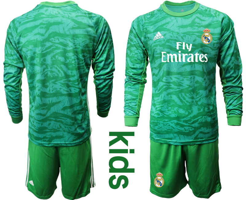 2019-20 Real Madrid Green Long Sleeve Youth Goalkeeper Soccer Jersey