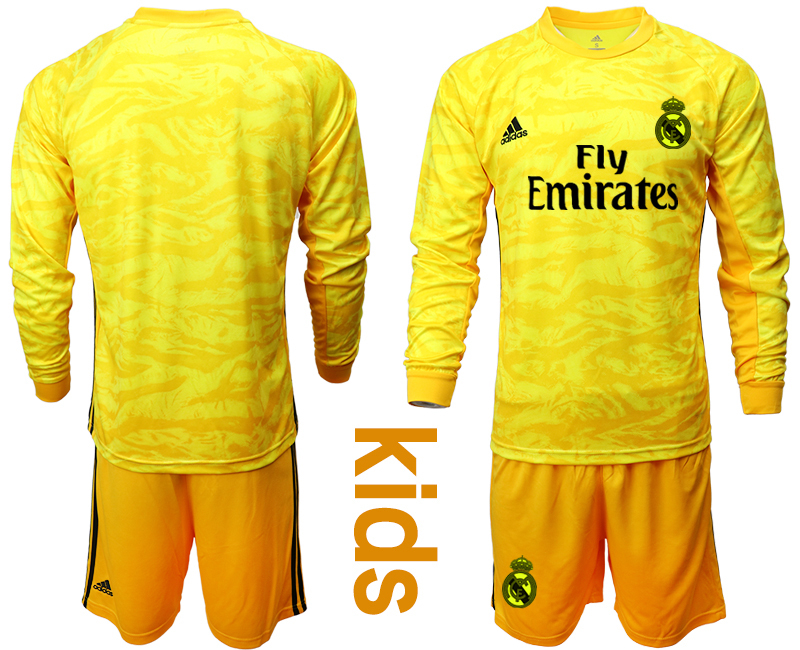 2019-20 Real Madrid Yellow Long Sleeve Youth Goalkeeper Soccer Jersey
