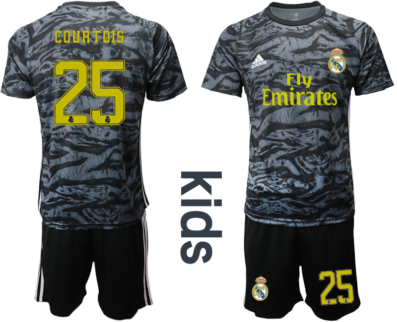 2019-20 Real Madrid 25 COURTOIS Black Youth Goalkeeper Soccer Jersey