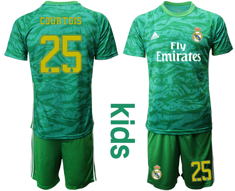 2019-20 Real Madrid 25 COURTOIS Green Youth Goalkeeper Soccer Jersey