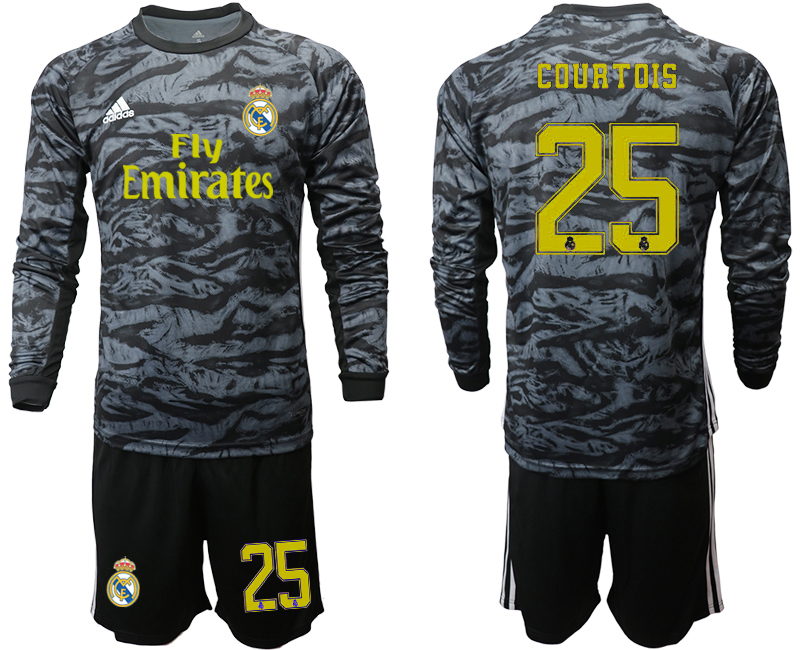 2019-20 Real Madrid 25 COURTOIS Black Long Sleeve Goalkeeper Soccer Jersey