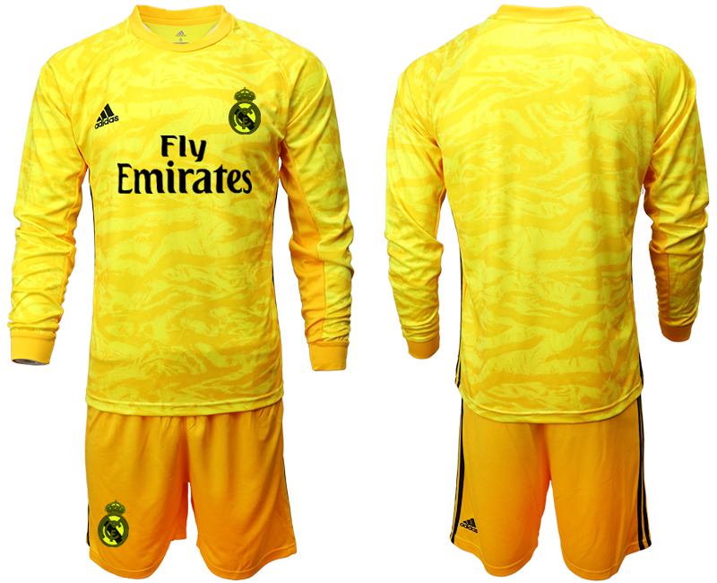 2019-20 Real Madrid Yellow Long Sleeve Goalkeeper Soccer Jersey