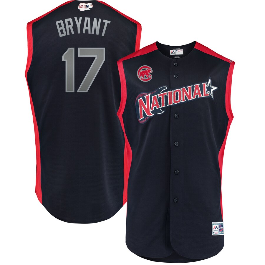 National League 17 Kris Bryant Navy 2019 MLB All-Star Game Workout Player Jersey