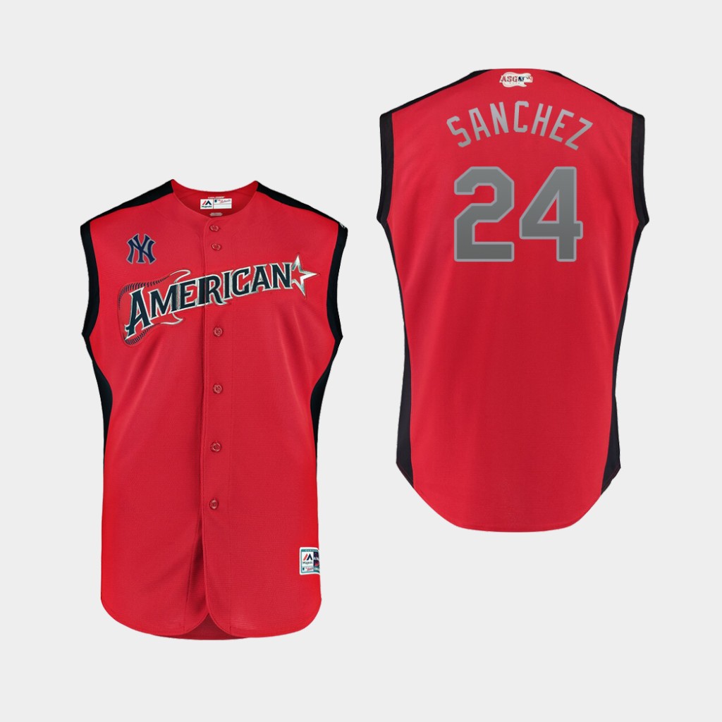 American League 24 Gary Sanchez Red Youth 2019 MLB All-Star Game Player Jersey