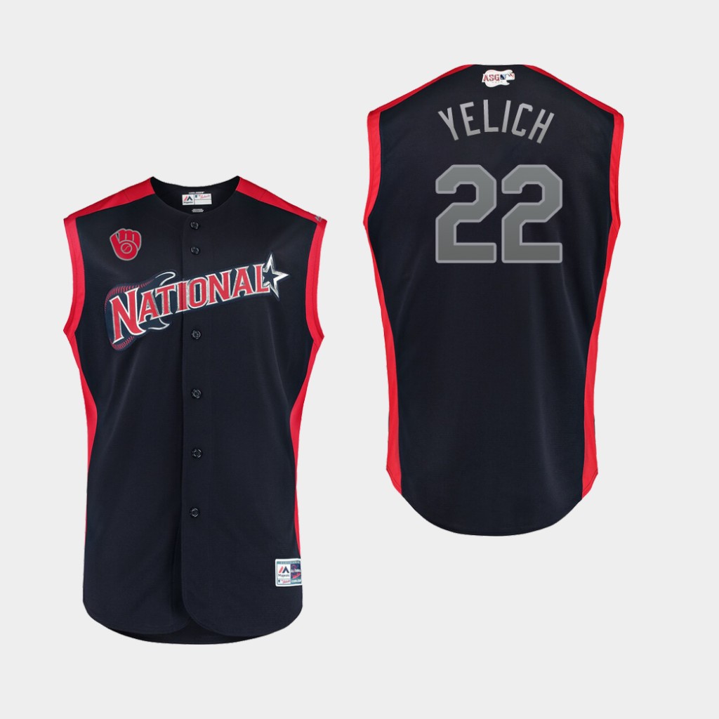 National League 22 Christian Yelich Navy Youth 2019 MLB All-Star Game Player Jersey