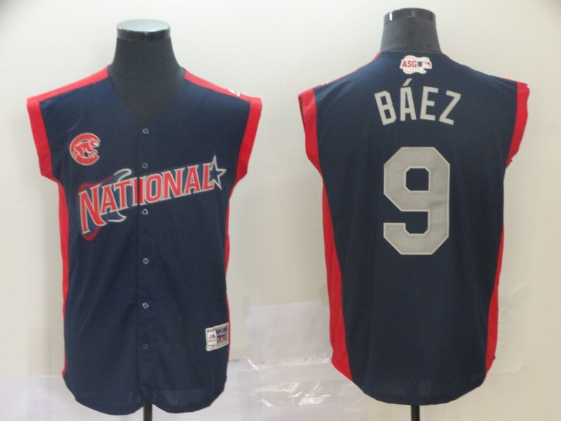 National League 9 Javier Baez Navy 2019 MLB All-Star Game Workout Player Jersey