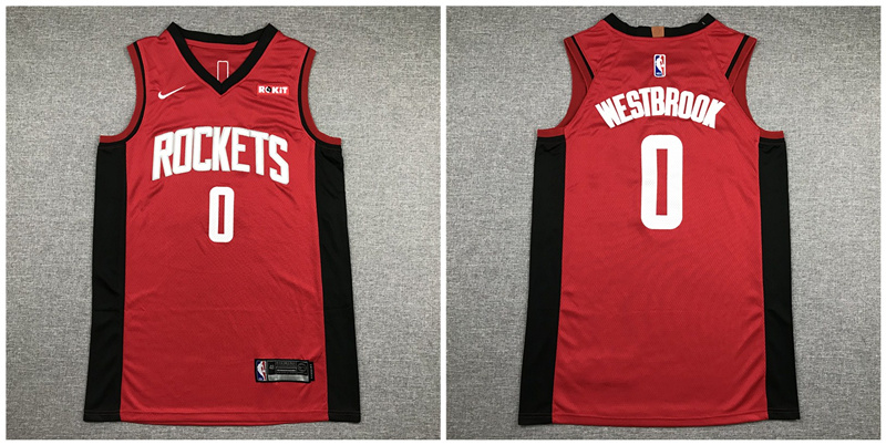 Rockets 0 Russell Westbrook Red Nike Authentic Jersey