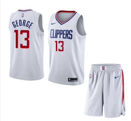 Clippers 13 Paul George White City Edition Nike Swingman Jersey(With Shorts)