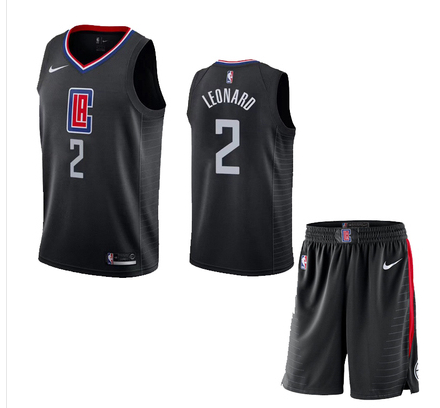 Clippers 2 Kawhi Leonard Black City Edition Nike Swingman Jersey(With Shorts)