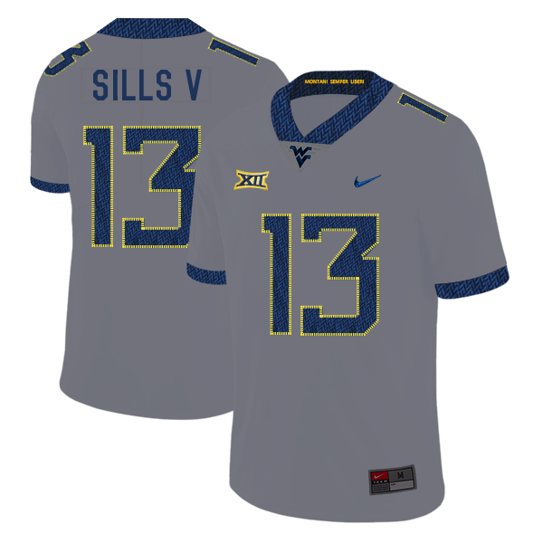 West Virginia Mountaineers 13 David Sills V Gray College Football Jersey