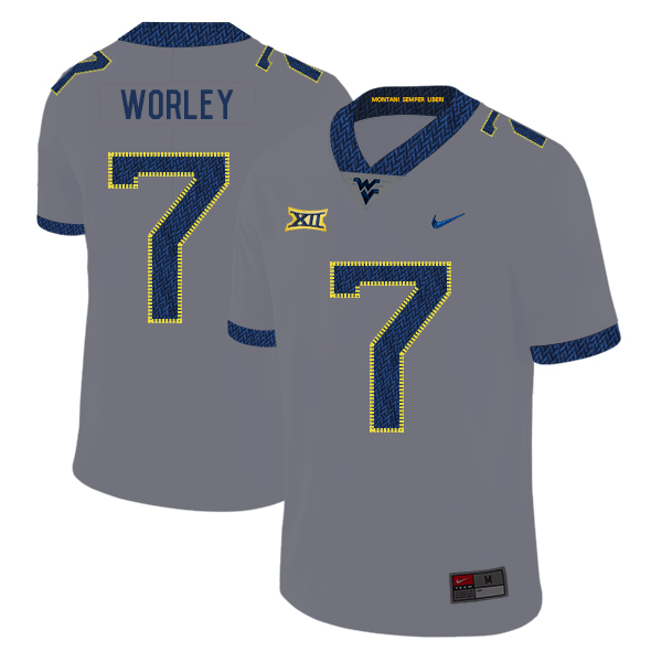 West Virginia Mountaineers 7 Daryl Worley Gray College Football Jersey