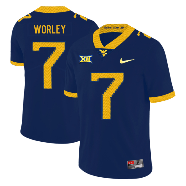 West Virginia Mountaineers 7 Daryl Worley Navy College Football Jersey
