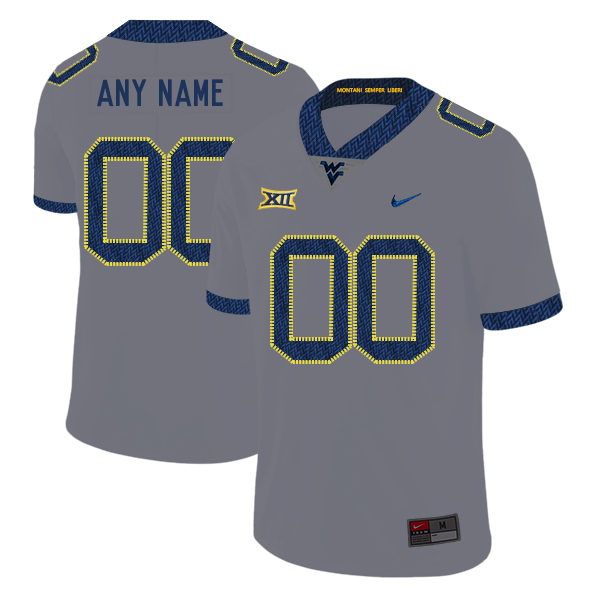 West Virginia Mountaineers Customized Gray College Football Jersey