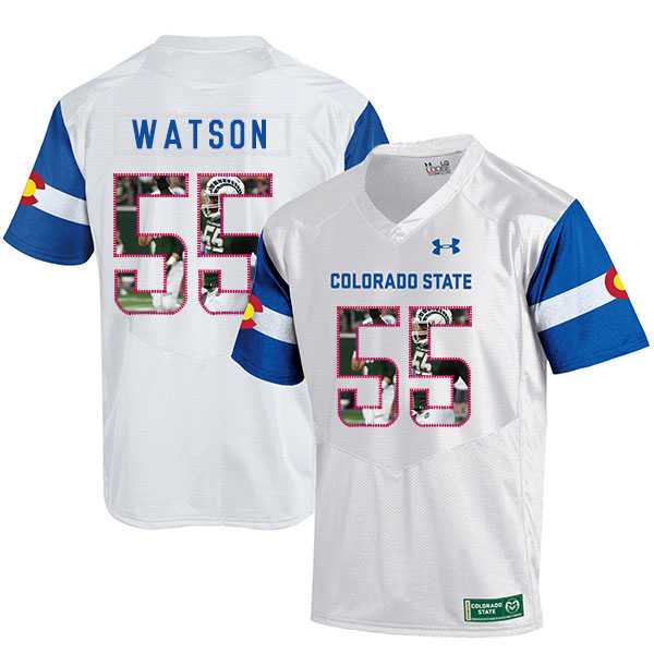 Colorado State Rams 55 Josh Watson White Fashion College Football Jersey