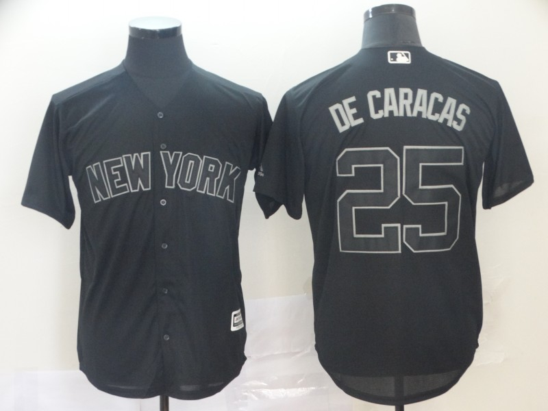 Yankees 25 Gleyber Torres "De Caracas" Black 2019 Players' Weekend Player Jersey