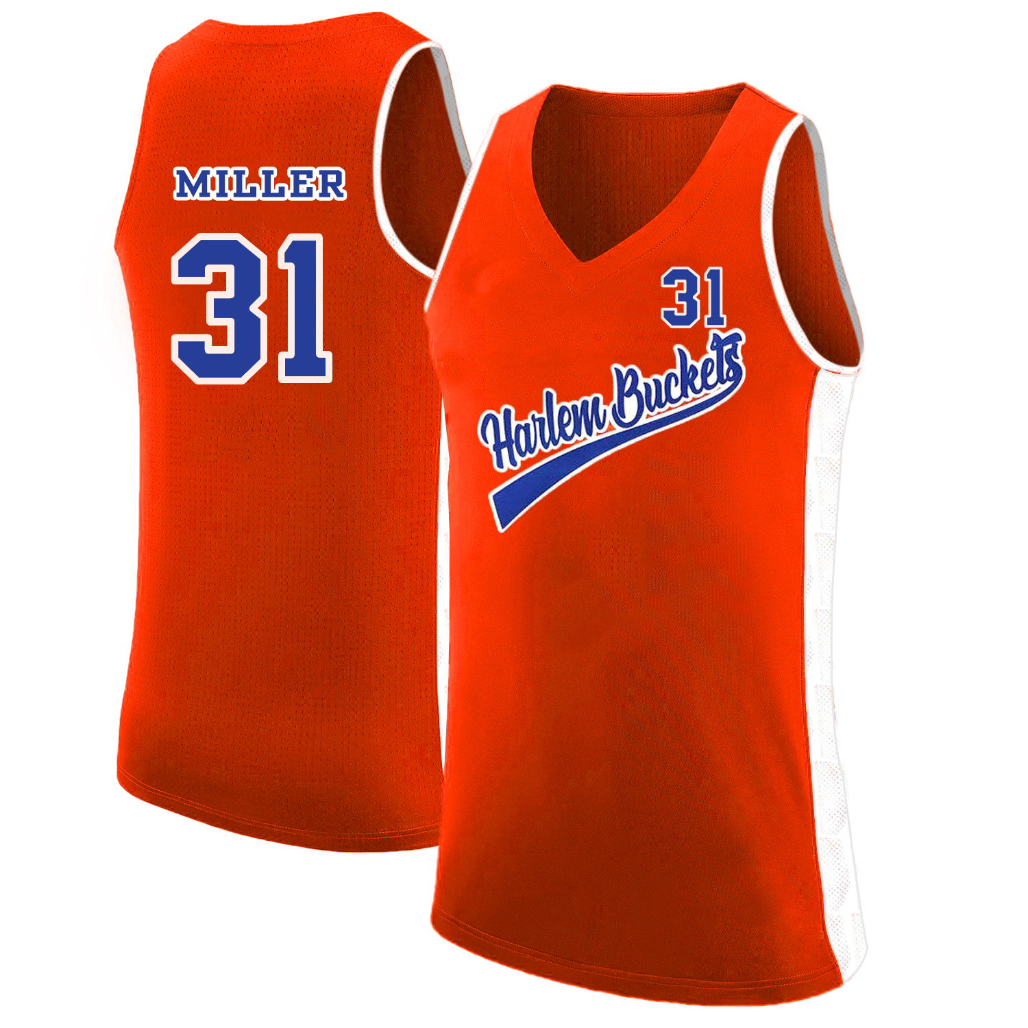 Harlem Buckets 31 Reggie Miller Orange Uncle Drew Basketball Jersey