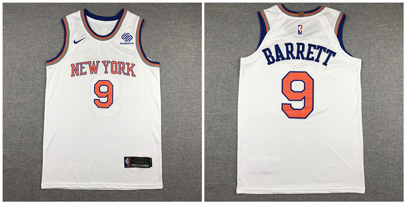 Knicks 9 R.J. Barrett White Nike Authentic Jersey