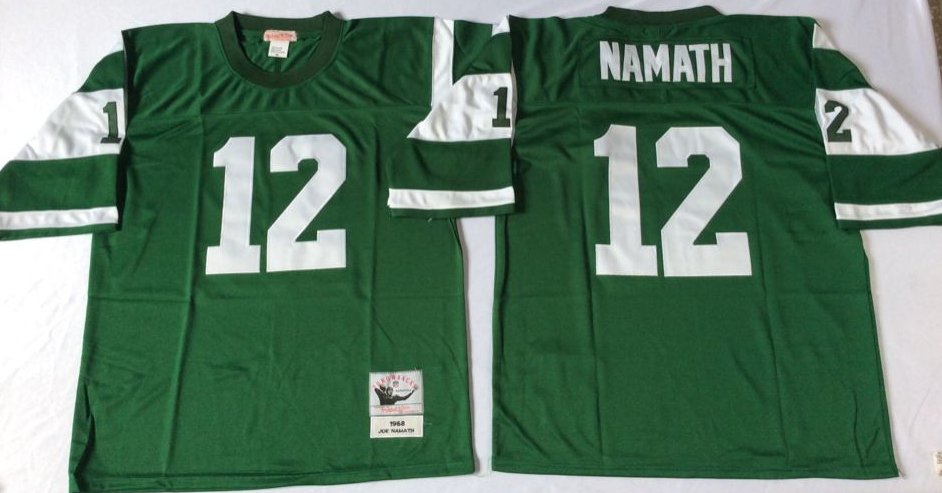 Jets 12 Joe Namath Green M&N Throwback Jersey