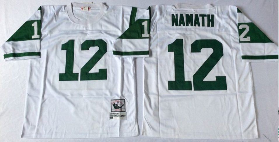 Jets 12 Joe Namath White M&N Throwback Jersey